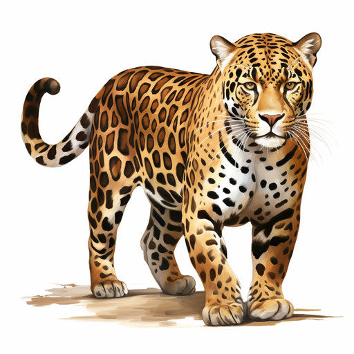 Jaguar clipart in the style of Oil painting, on a white background