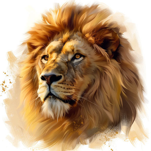 Realistic lion clipart on flat white background