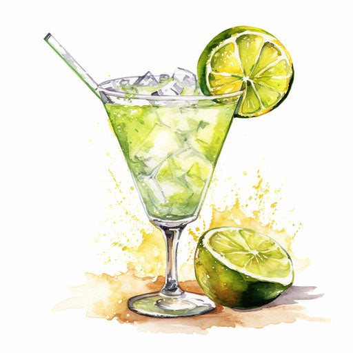Margarita clipart in the style of Impressionistic Art, on white background