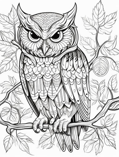 Printable owl coloring pages with soft color variations