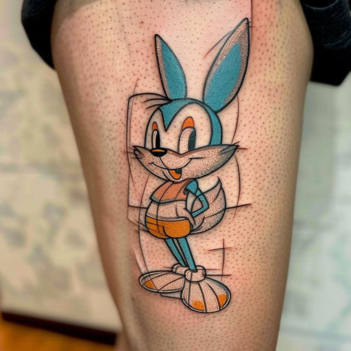 Cartoon character outline tattoo, Steve Sack style