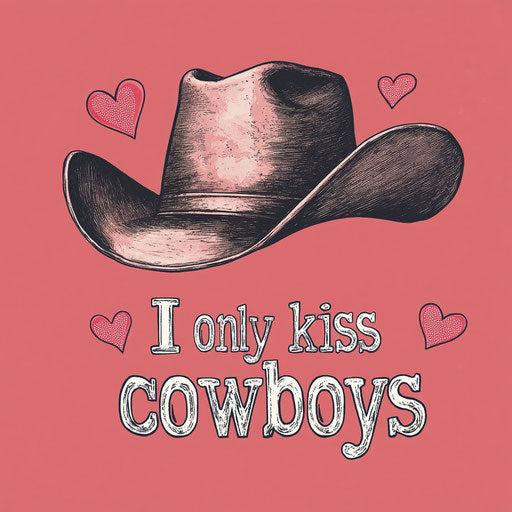 Adorable T-shirt design with cowboy hat and hearts