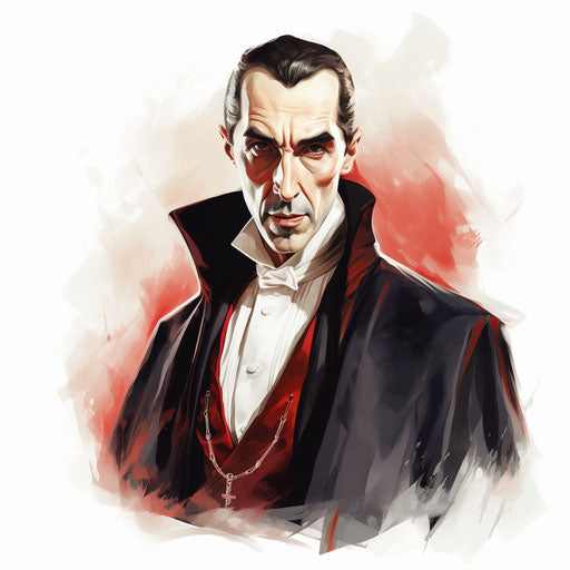 Dracula clipart in the style of Oil painting, on a white background