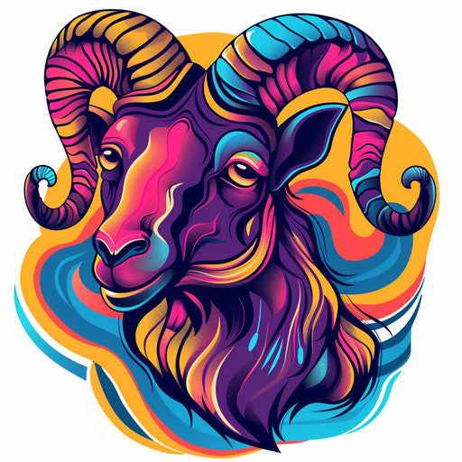 Flat tattoo sketch of a ram for Aries zodiac sign