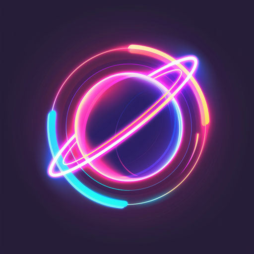 Retro vectorstock logo with neon colors on dark background