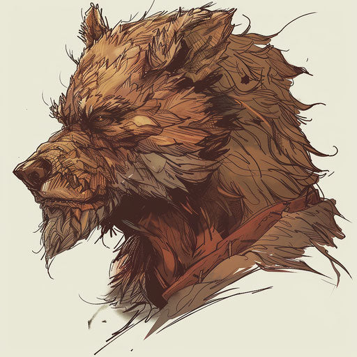 Rustic clipart style flat tattoo sketch of a werewolf