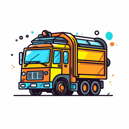Minimalist garbage truck clipart on white background