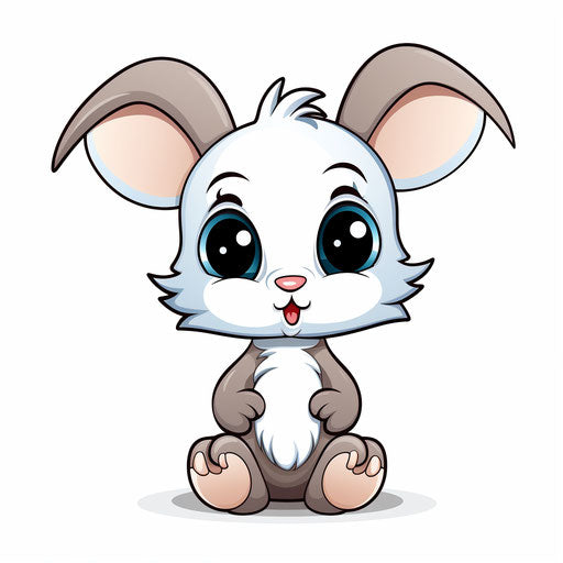 Cartoon rabbit in Minimalist style on white background