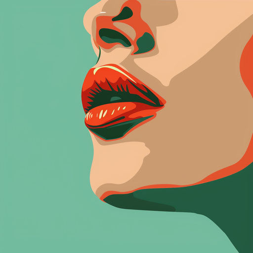 Realistic chin clipart on turquoise background with bold outlines