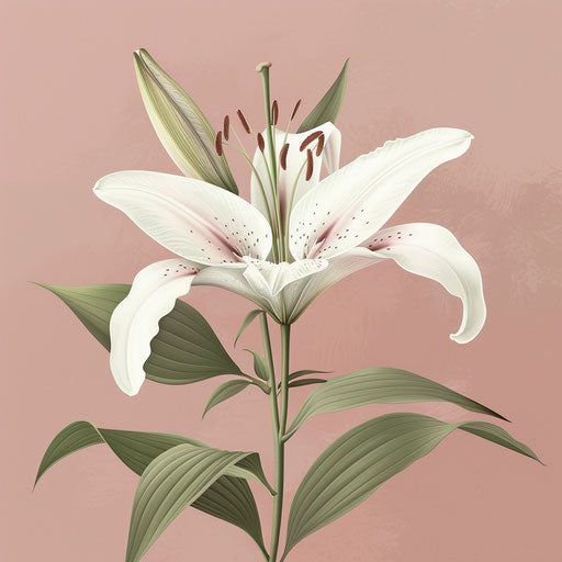 Realistic lily on dusky rose background