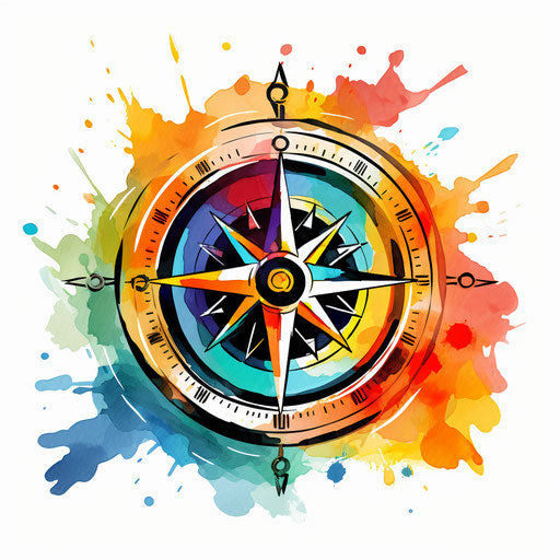 Compass in the style of Impressionistic Art, on white background