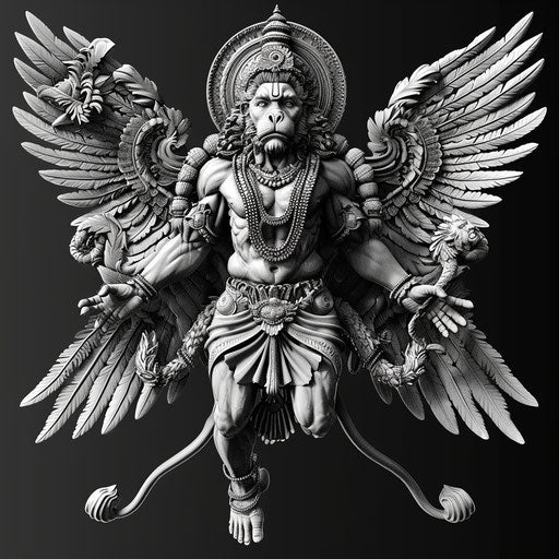 Hanuman clipart in photo realistic style with flat background