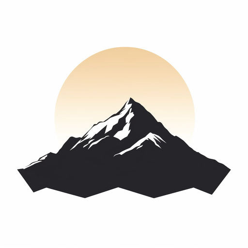 Minimalist mountain silhouette on white background