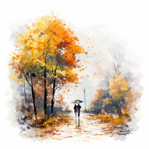 Impressionistic autumn on white background