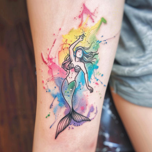 Watercolor mermaid tattoo