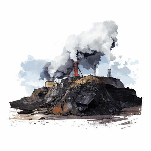 Coal illustration in the style of Oil painting on white background