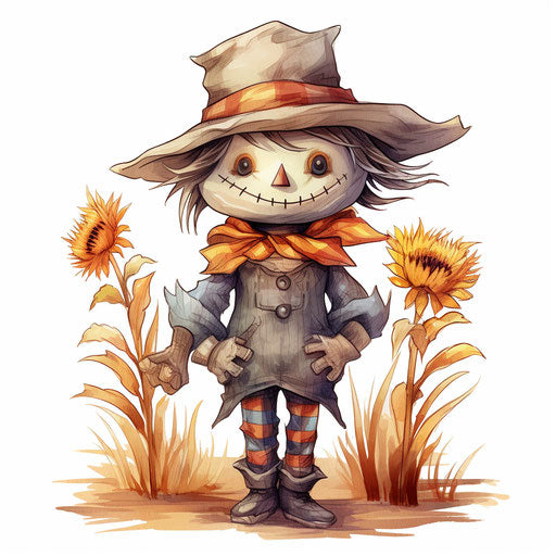 Scarecrow drawing in Pastel Colors Art style