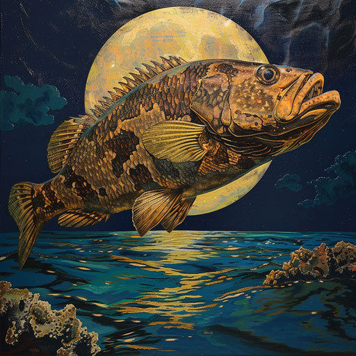 The elusive Warsaw grouper in moonlit night