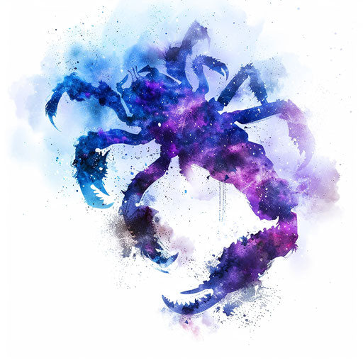 Vivid blue and purple nebula forming Scorpius tattoo