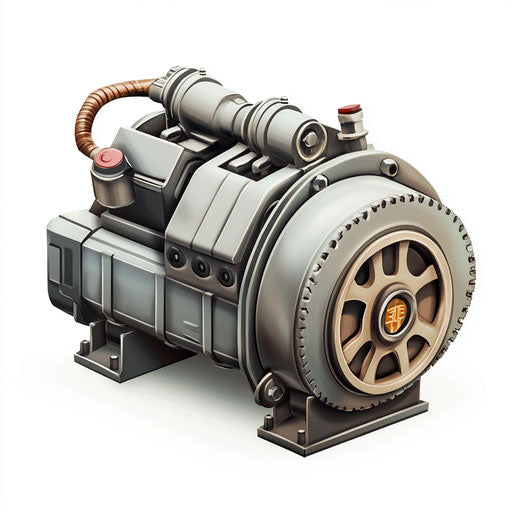 3D engine in photo realistic style on flat white background, isolated clipart