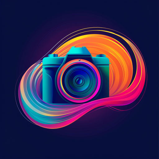 Modern, vibrant photo logo with a sleek background, colorful tones