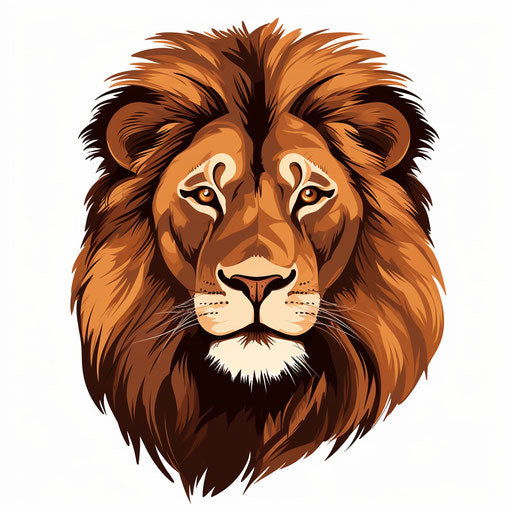 Lion head clipart in the style of Chiaroscuro Art, on a white background