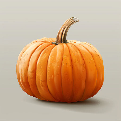 Realistic cute pumpkin on metallic silver background