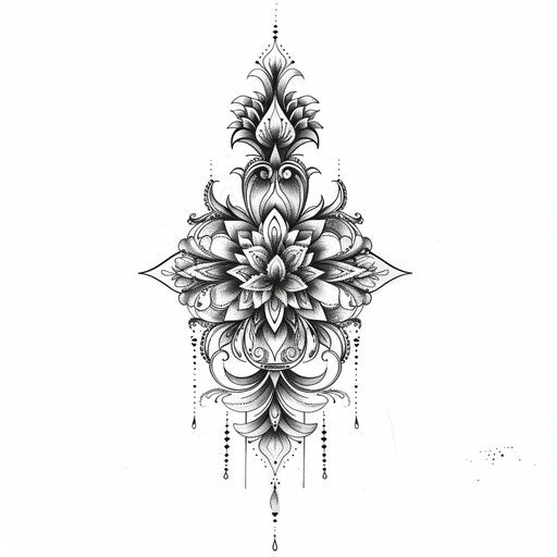 Modern lace tattoo sketch with sleek design elements