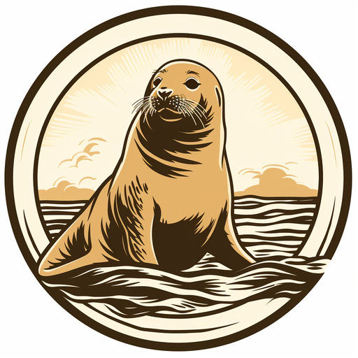 Seal in the style of Chiaroscuro Art on white background