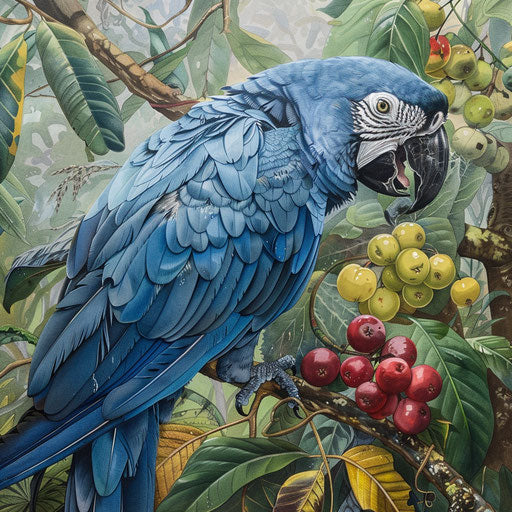 The delicate interaction of a Spix's macaw in the environment