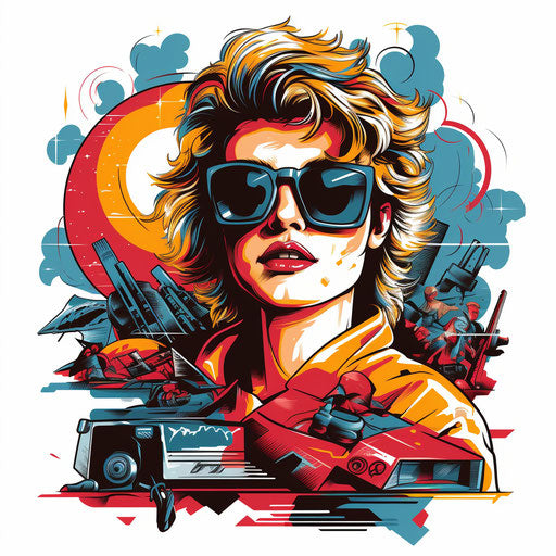 80s clipart in the style of Chiaroscuro Art, on a white background