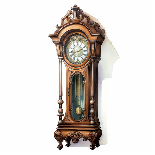 Antique clock painting in Oil painting style