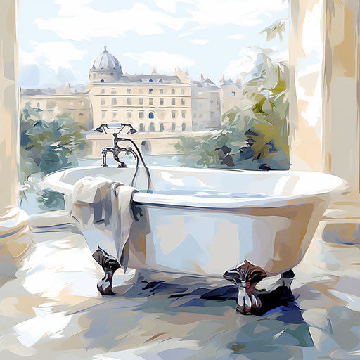 Bath clipart in the style of Impressionistic Art, on white background