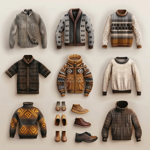 Realistic clothes clipart on flat beige background