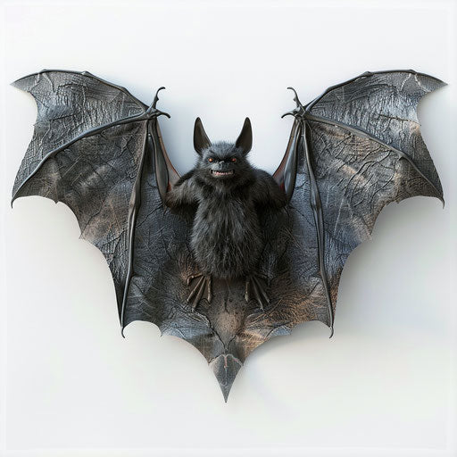 Realistic bat clipart on flat white background