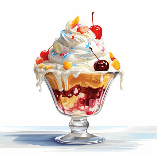 Impressionistic ice cream sundae clipart