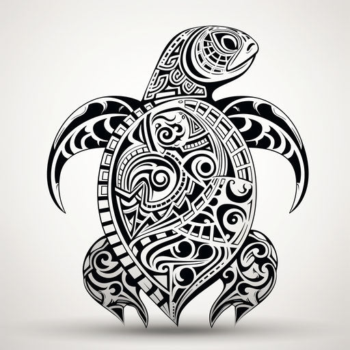 Maori turtle tattoo design, minimalist style, high-res
