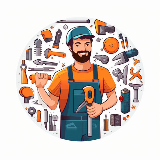 Minimalist style handyman clipart on white background