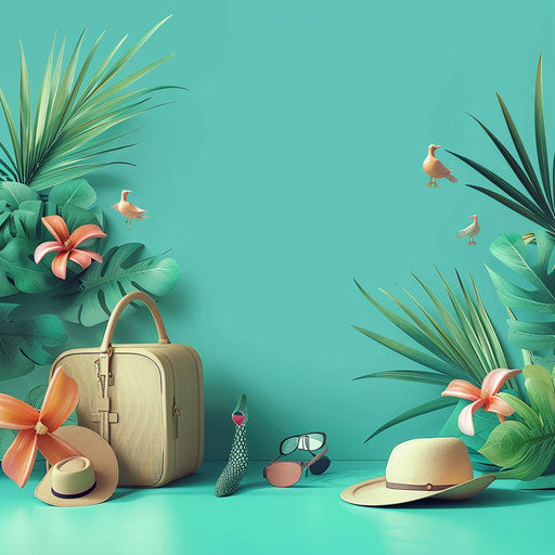 Realistic trip clipart on flat, serene aqua background