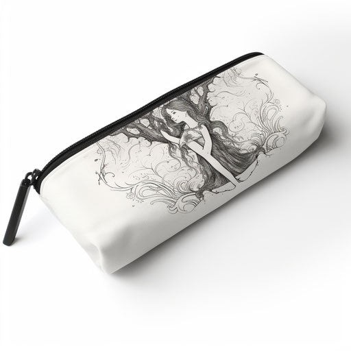 Pencil case clipart in the style of Chiaroscuro Art, on a white background