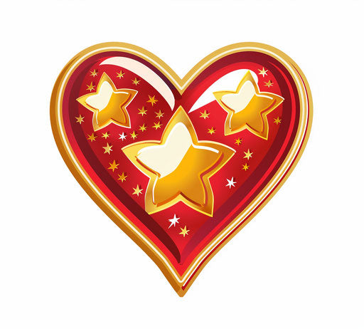 Heart with stars on white background, princesscore style