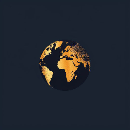 Detailed globe logo with designated name space, realism, global reach