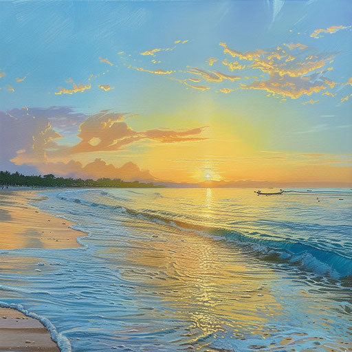 Nusa Dua Beach, Indonesia at golden sunrise over turquoise waters