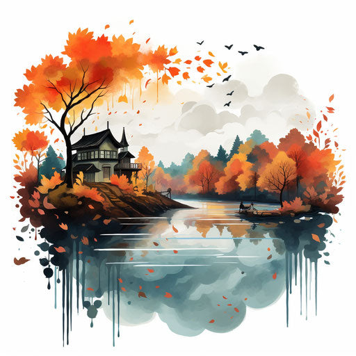 September clip art in Chiaroscuro Art style, on white background
