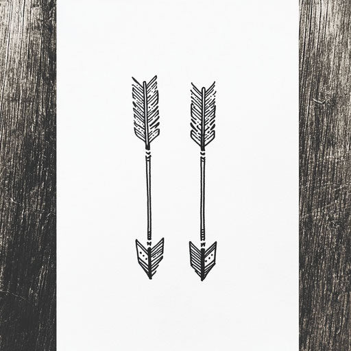 Lovely flat tattoo design of two simple arrows pointing towards each other