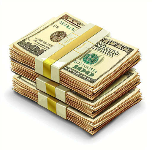 Photo realistic money clipart with flat white background