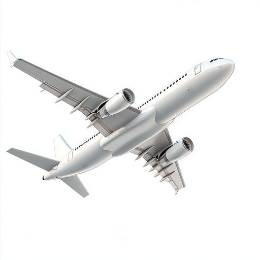 3D flight in photo realistic style with flat white background, isolated clipart