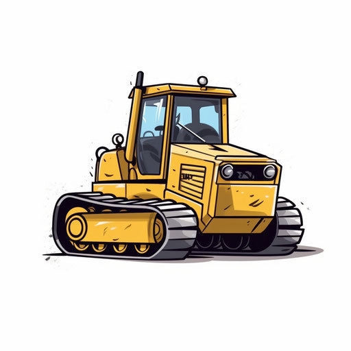 Minimalist style bulldozer clipart, on white background