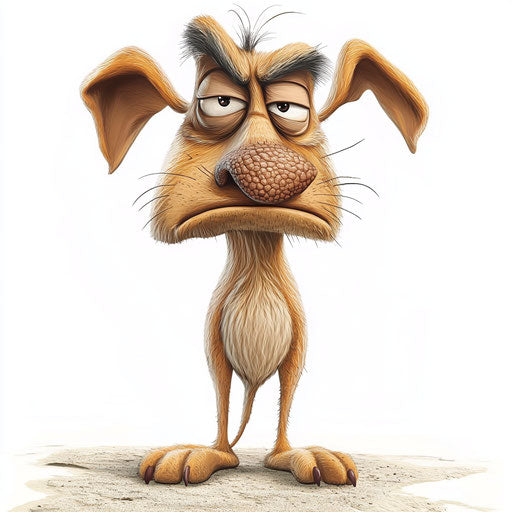 Humorous caricature of an animal with human characteristics