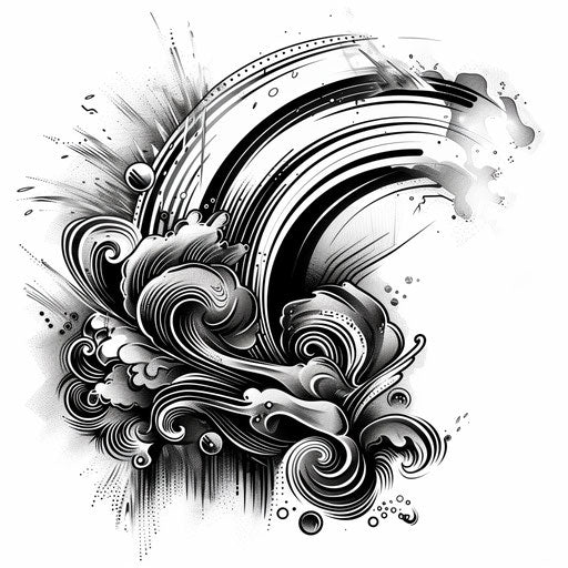 Classic black and white rainbow tattoo sketch